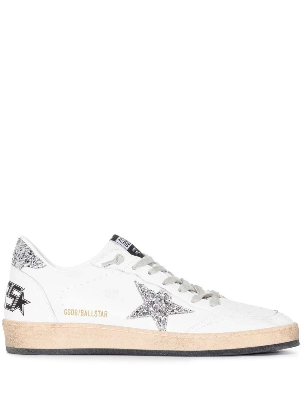 Ball Star White Sneakers and Glitter Detail in Leather Woman