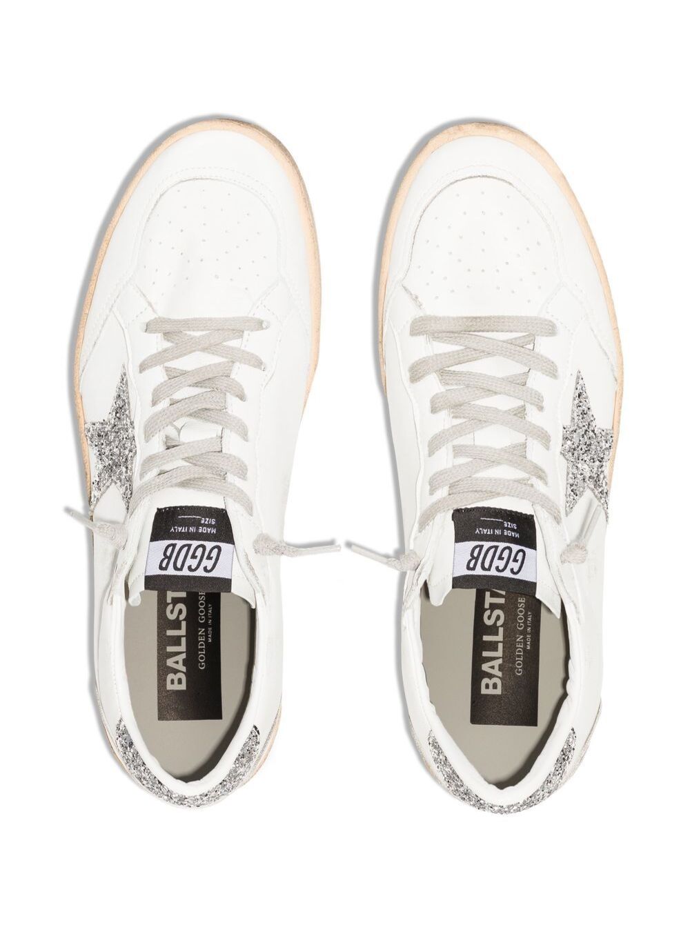 Ball Star White Sneakers and Glitter Detail in Leather Woman