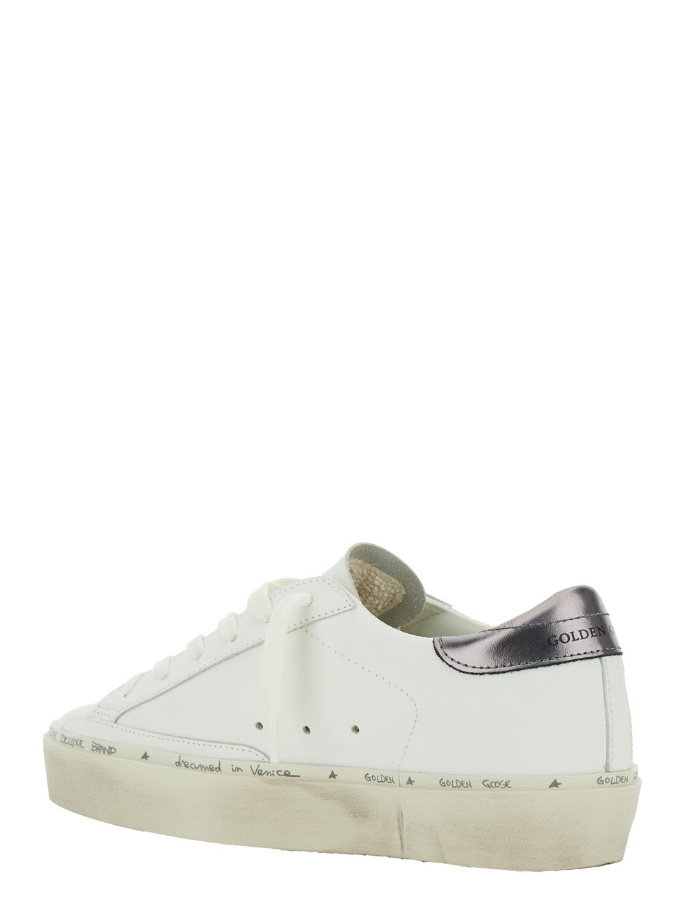 Hi Star WhiteLow Top Sneakers with Patch on the Side and Logo Lettering Heel in Leather Woman White Cow