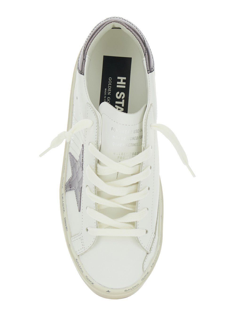 Hi Star WhiteLow Top Sneakers with Patch on the Side and Logo Lettering Heel in Leather Woman White Cow