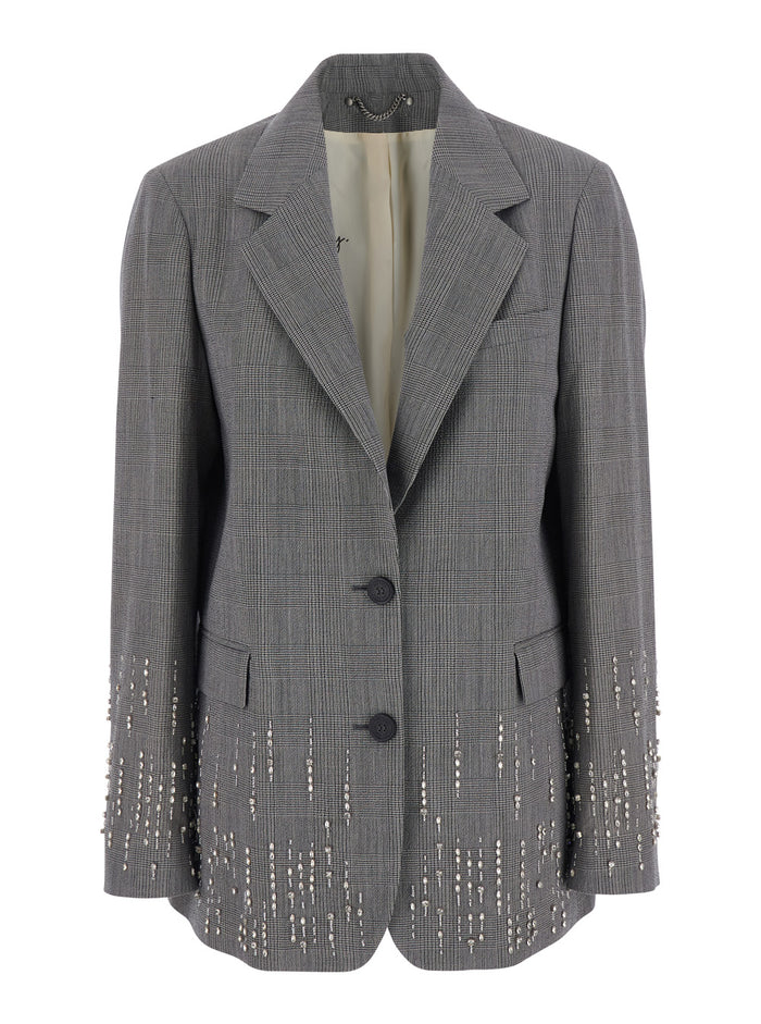 Jackets Journey Ws Sb Over Prince Of Whales W Embroidery Gray With Wales Motif And - In Wool Women Grey Virgin Blazers