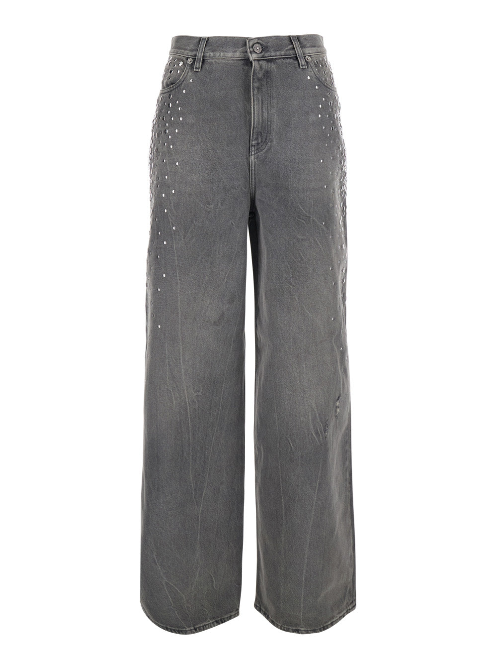 Pants Journey Ws Melody Boyfriend Gray With Vintage Wash And Studs In Cotton Women Grey Jean