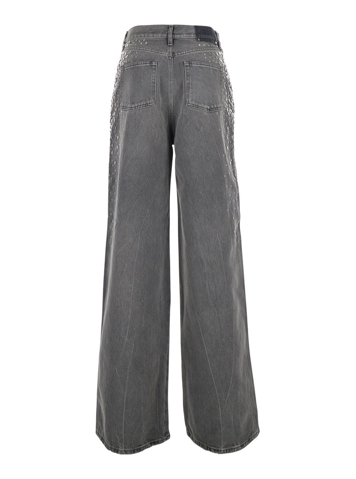 Pants Journey Ws Melody Boyfriend Gray With Vintage Wash And Studs In Cotton Women Grey Jean
