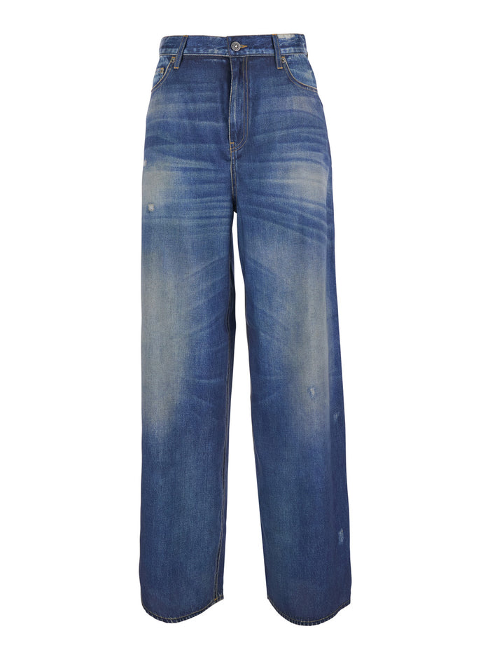 Journey Ws Boyfriend Peggy Pants With Archive Denim Print Blue Women Blu Polyester Trousers