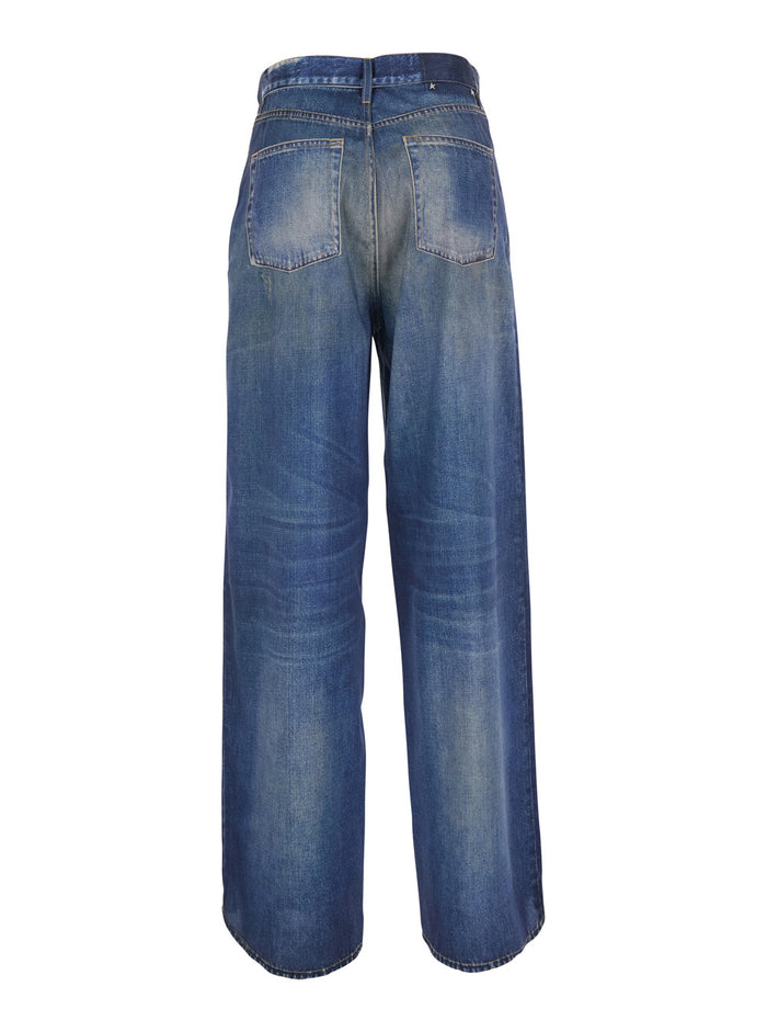 Journey Ws Boyfriend Peggy Pants With Archive Denim Print Blue Women Blu Polyester Trousers