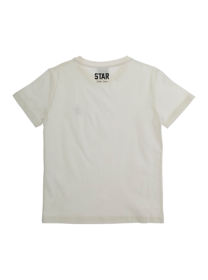 White Unisex Star T-Shirt With Metallic Print In Mens Cotton Sweatshirts