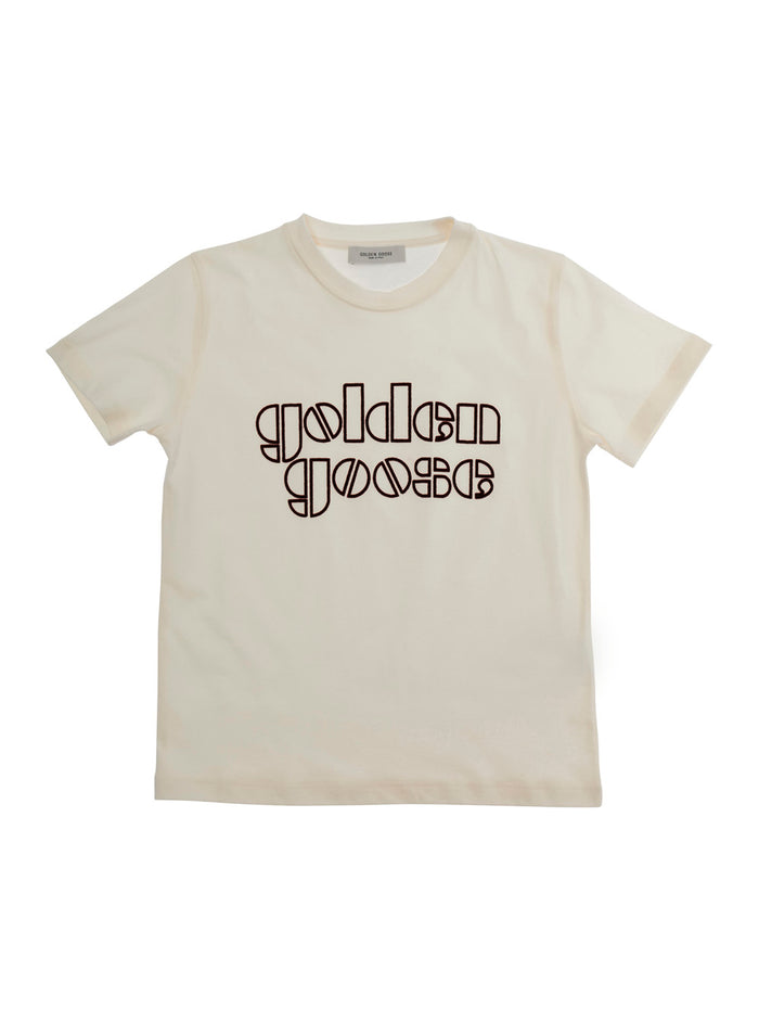 T-Shirt GKP01403P00243311560 Crew Neck with Logo Lettering on the Front in White Cotton for Kids Tshirts And Polo Shirts