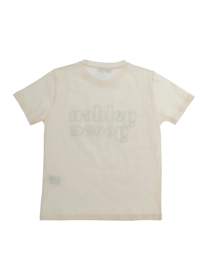 T-Shirt GKP01403P00243311560 Crew Neck with Logo Lettering on the Front in White Cotton for Kids Tshirts And Polo Shirts