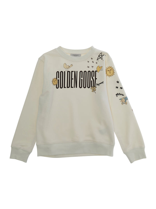 Crewneck Sweatshirt White Cotton Hoods & Sweatshirts