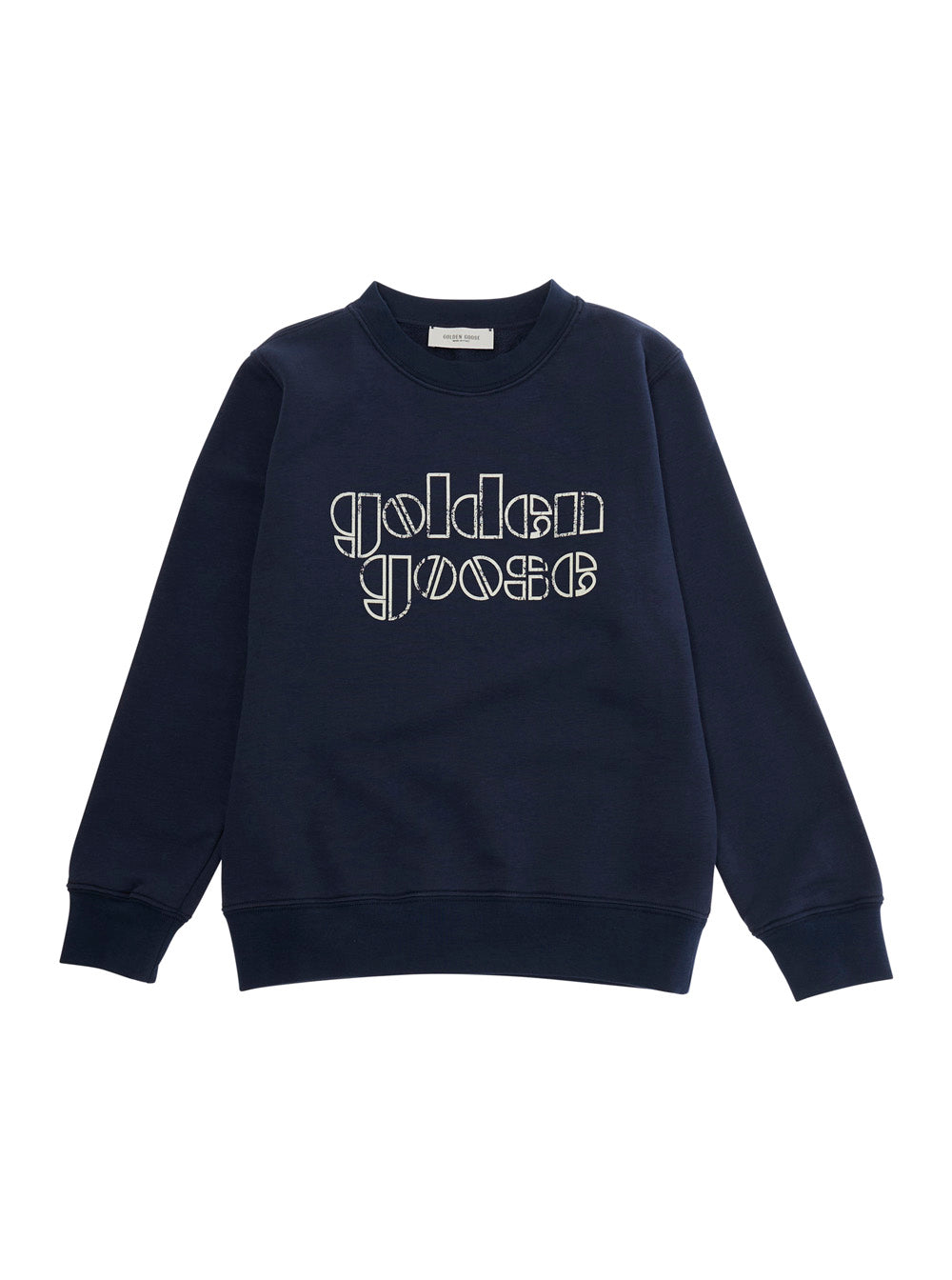 Crewneck Sweatshirt with Lettering Logo on the Front in Cotton Blend Blue Kids Blu Polyester Sweatshirts