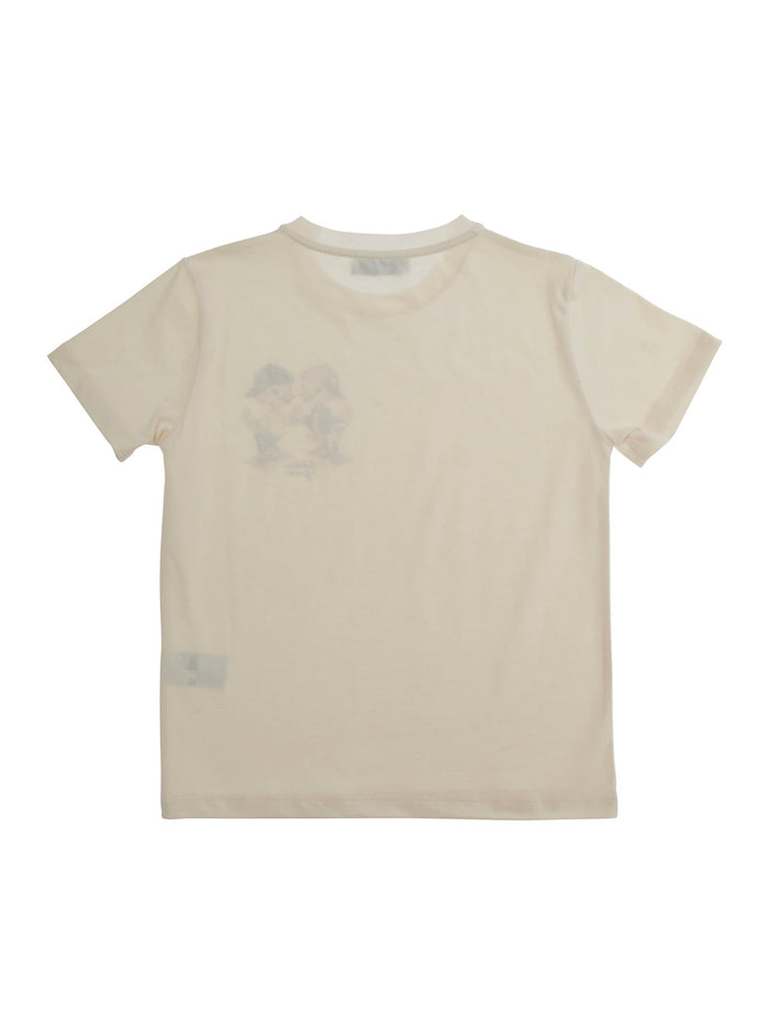 Crew Neck T-Shirt GOLDEN GOOSE KIDS with Front Print in White Cotton for Tshirts And Polo Shirts