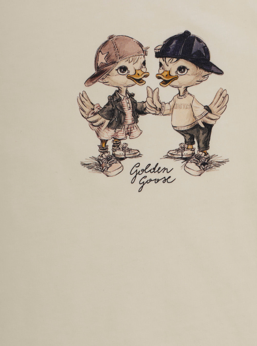 Crew Neck T-Shirt GOLDEN GOOSE KIDS with Front Print in White Cotton for Tshirts And Polo Shirts