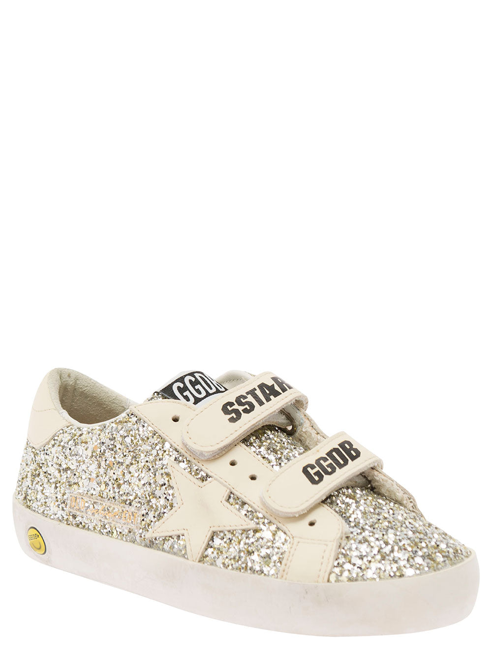 Low Sneakers with All-Over Glitter in White Tech Fabric for Girls Grey