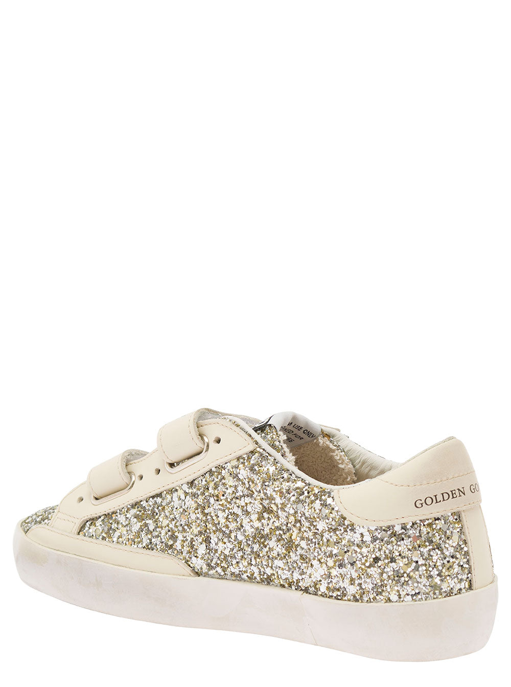 Low Sneakers with All-Over Glitter in White Tech Fabric for Girls Grey