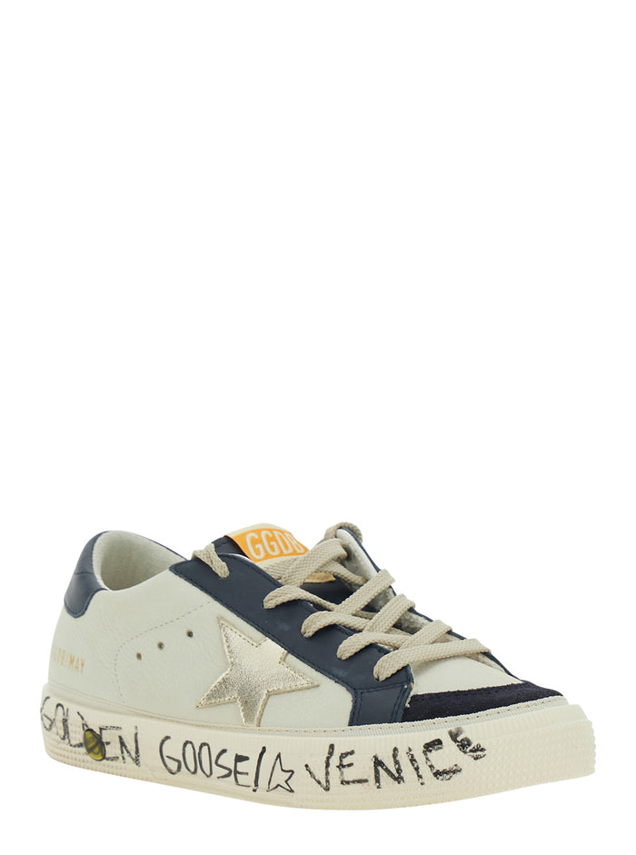 White Sneakers With Nubuck And Suede Upper, Laminated Star On Heel In Leather Women Cow