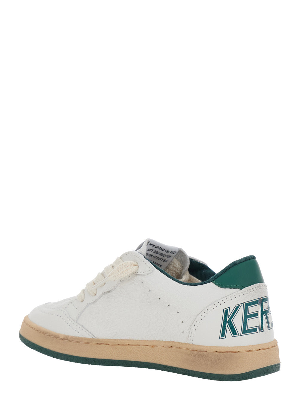 Sneaker Ballstar Low Top with Star Patch on the Side and Maxi Lettering Back in White Leather for Kids Goat Cow