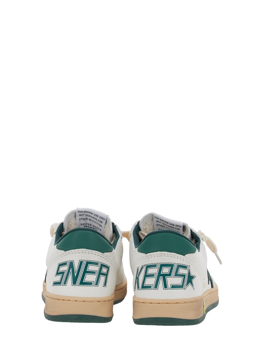 Sneaker Ballstar Low Top with Star Patch on the Side and Maxi Lettering Back in White Leather for Kids Goat Cow