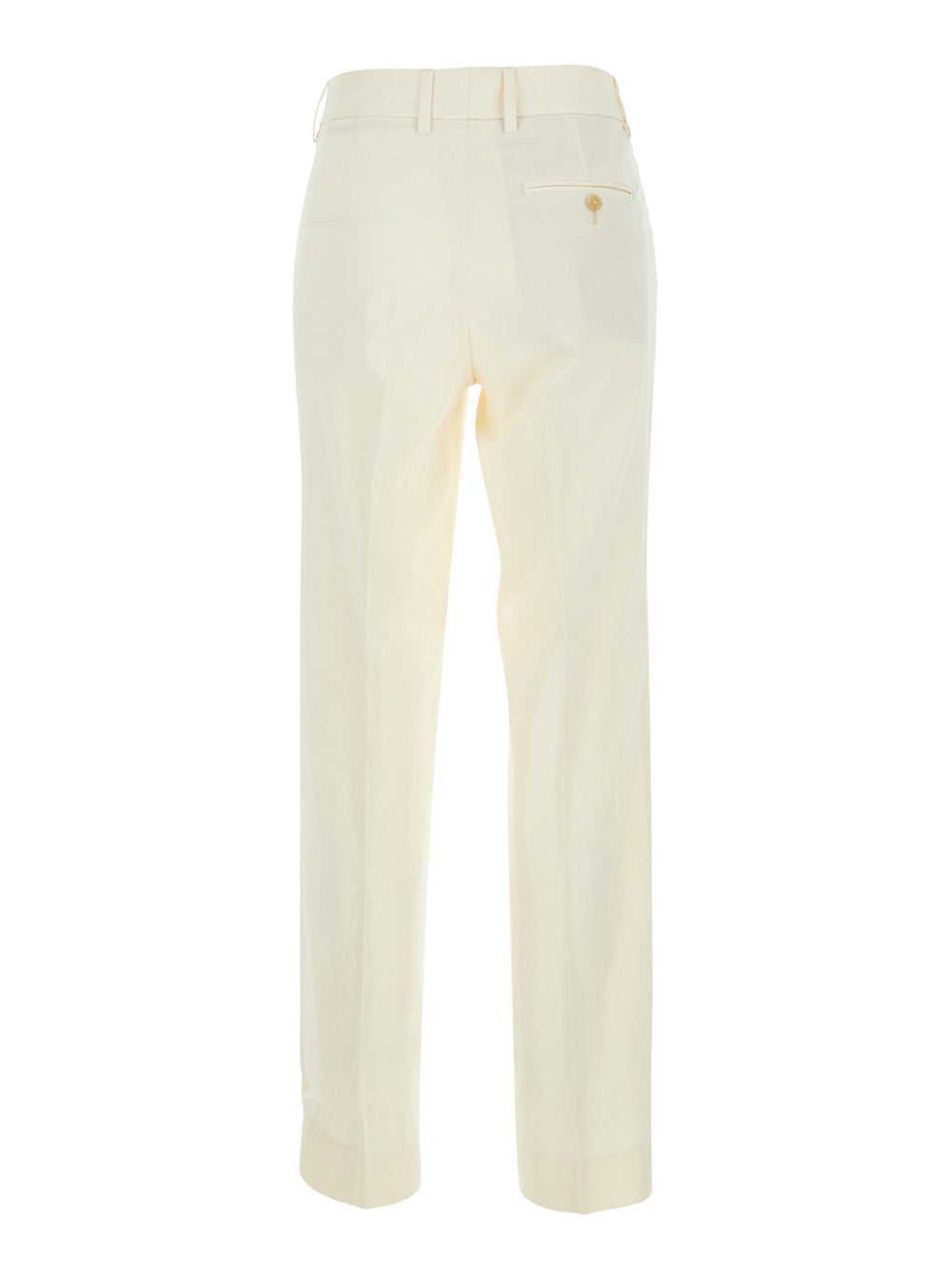 White Pants With Side Pockets And High Waist For Women Trousers