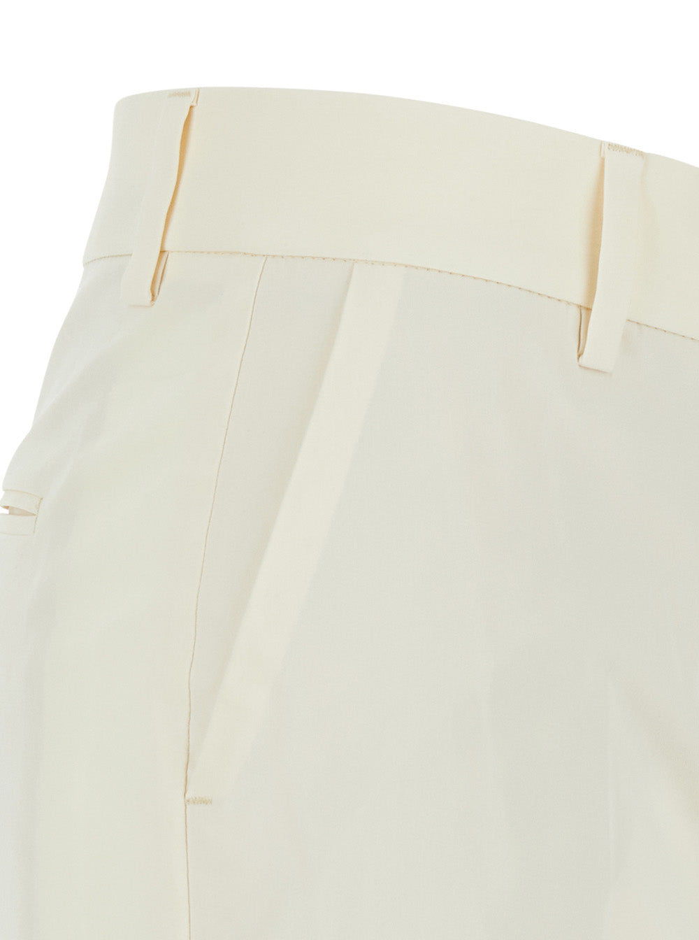 White Pants With Side Pockets And High Waist For Women Trousers