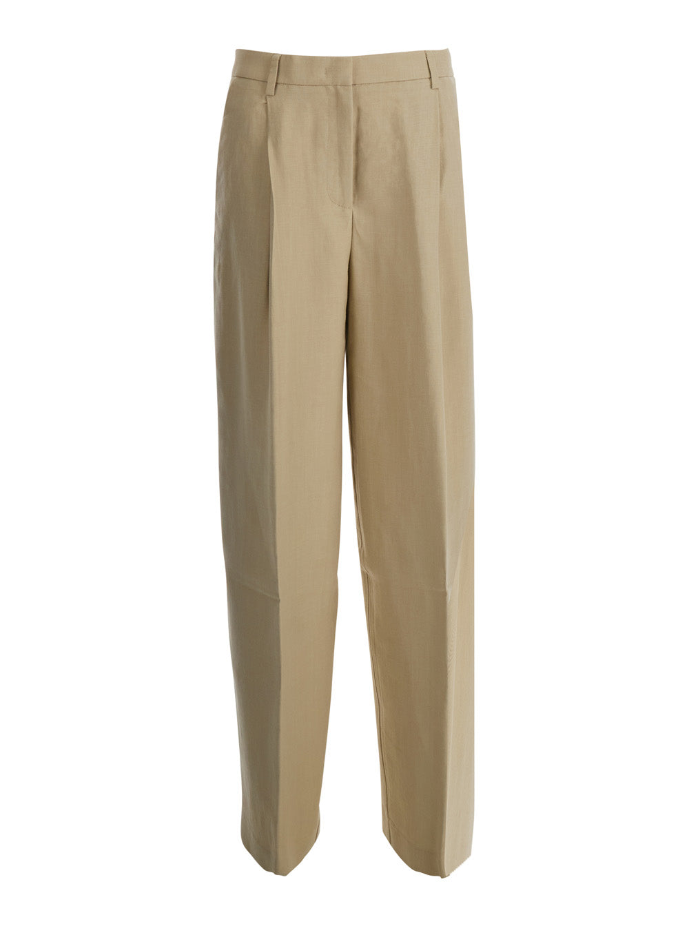 Beige Pants with Pockets and Elastic Waist for Men Trousers