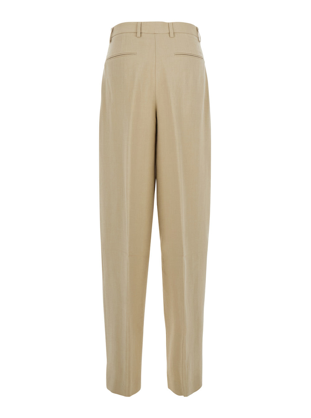 Beige Pants with Pockets and Elastic Waist for Men Trousers