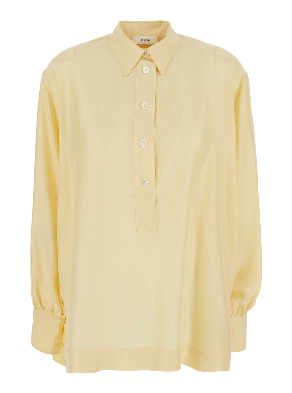 Yellow Shirt With Classic Collar And Long Sleeves Blouses