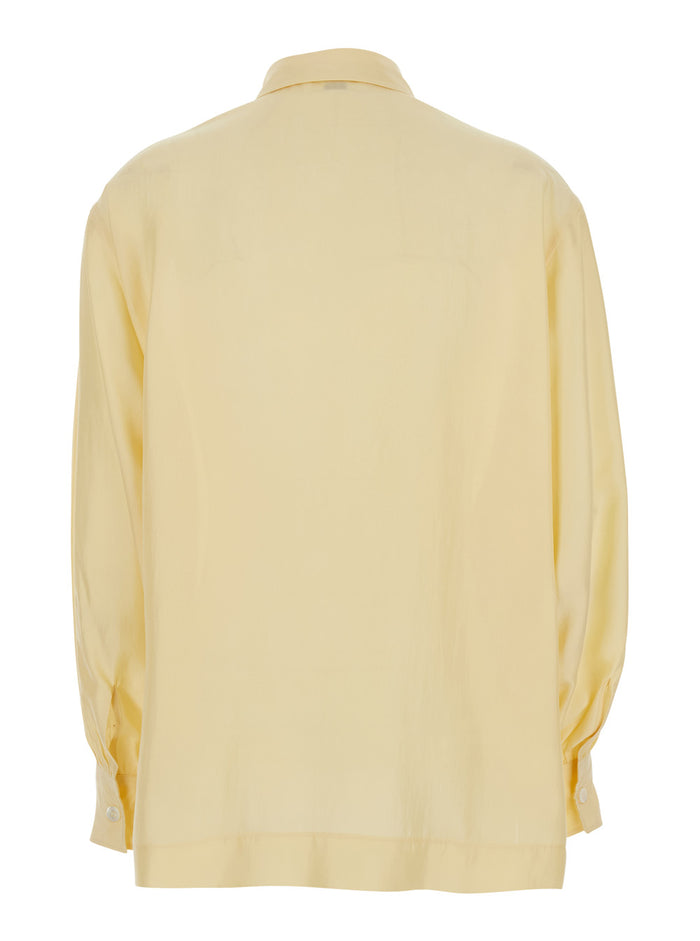 Yellow Shirt With Classic Collar And Long Sleeves Blouses