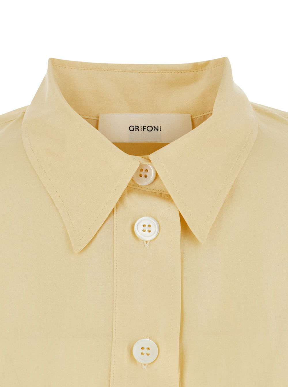 Yellow Shirt With Classic Collar And Long Sleeves Blouses