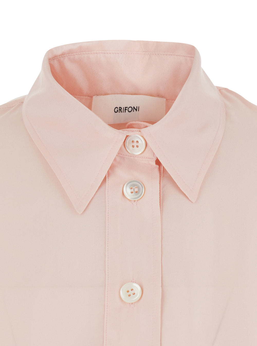 Pointed Collar Long Sleeve Shirt In Pink Women And Blouses