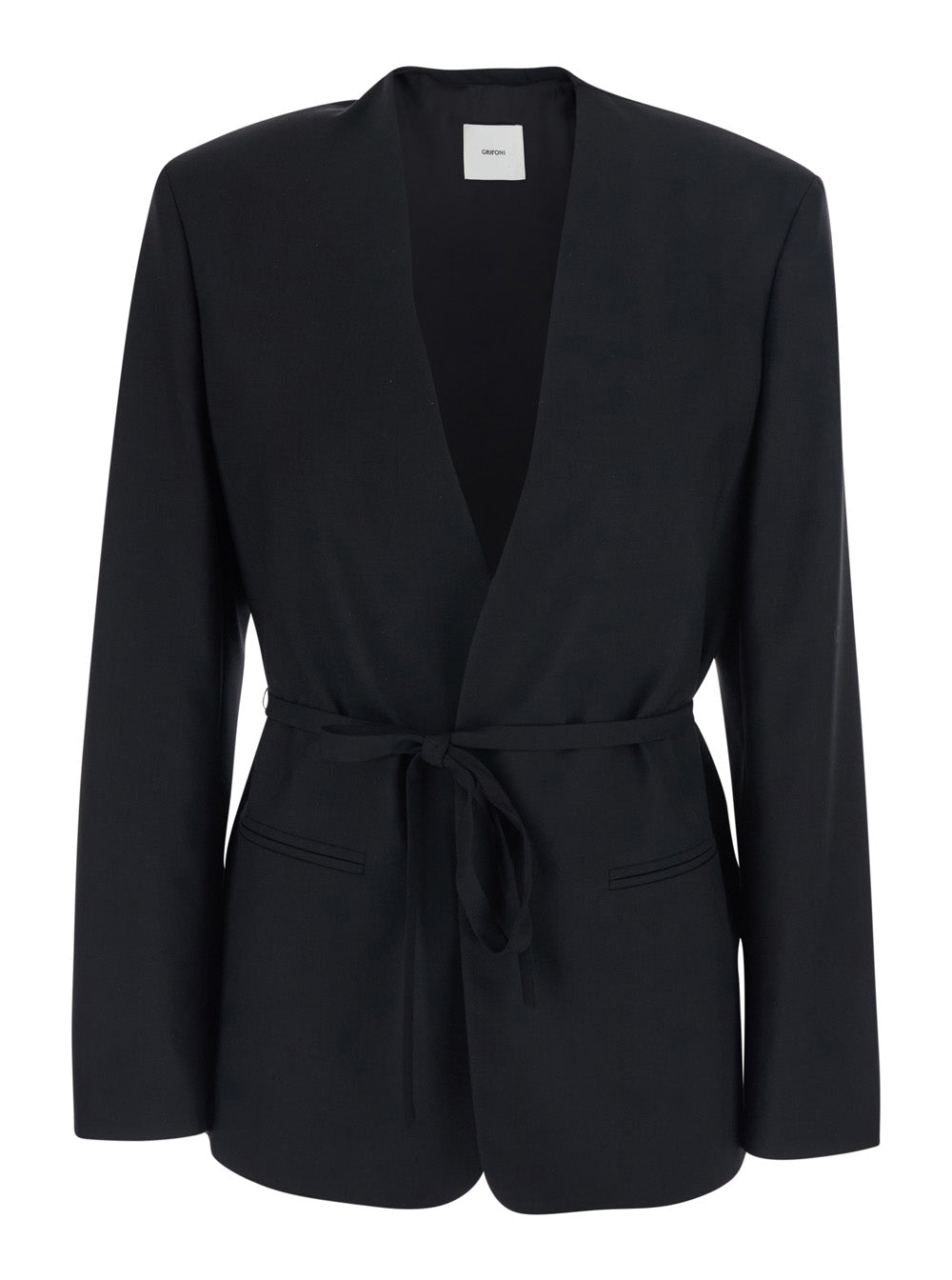 BLACK JACKET with Front Closure and Side Pockets in Tech Fabric for Women Blazers