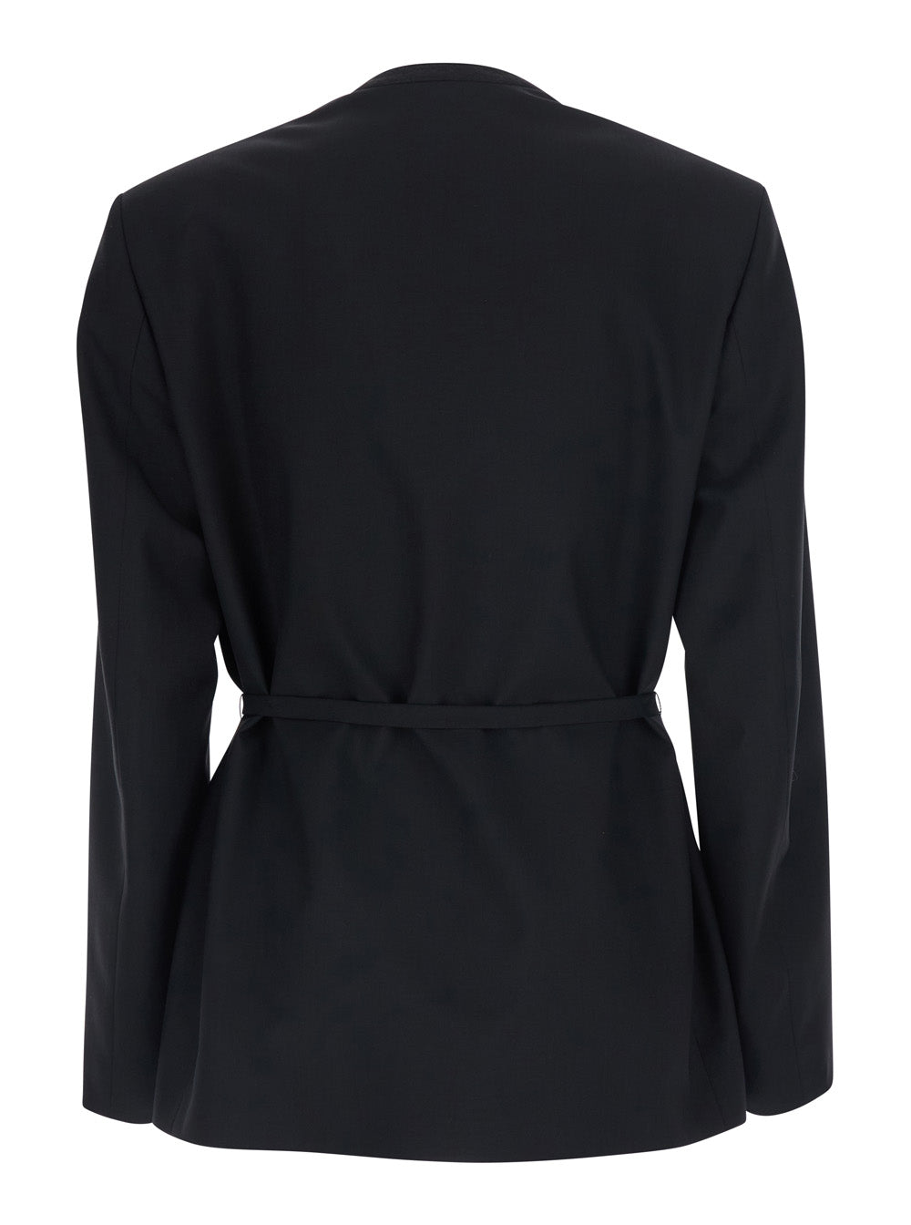 BLACK JACKET with Front Closure and Side Pockets in Tech Fabric for Women Blazers