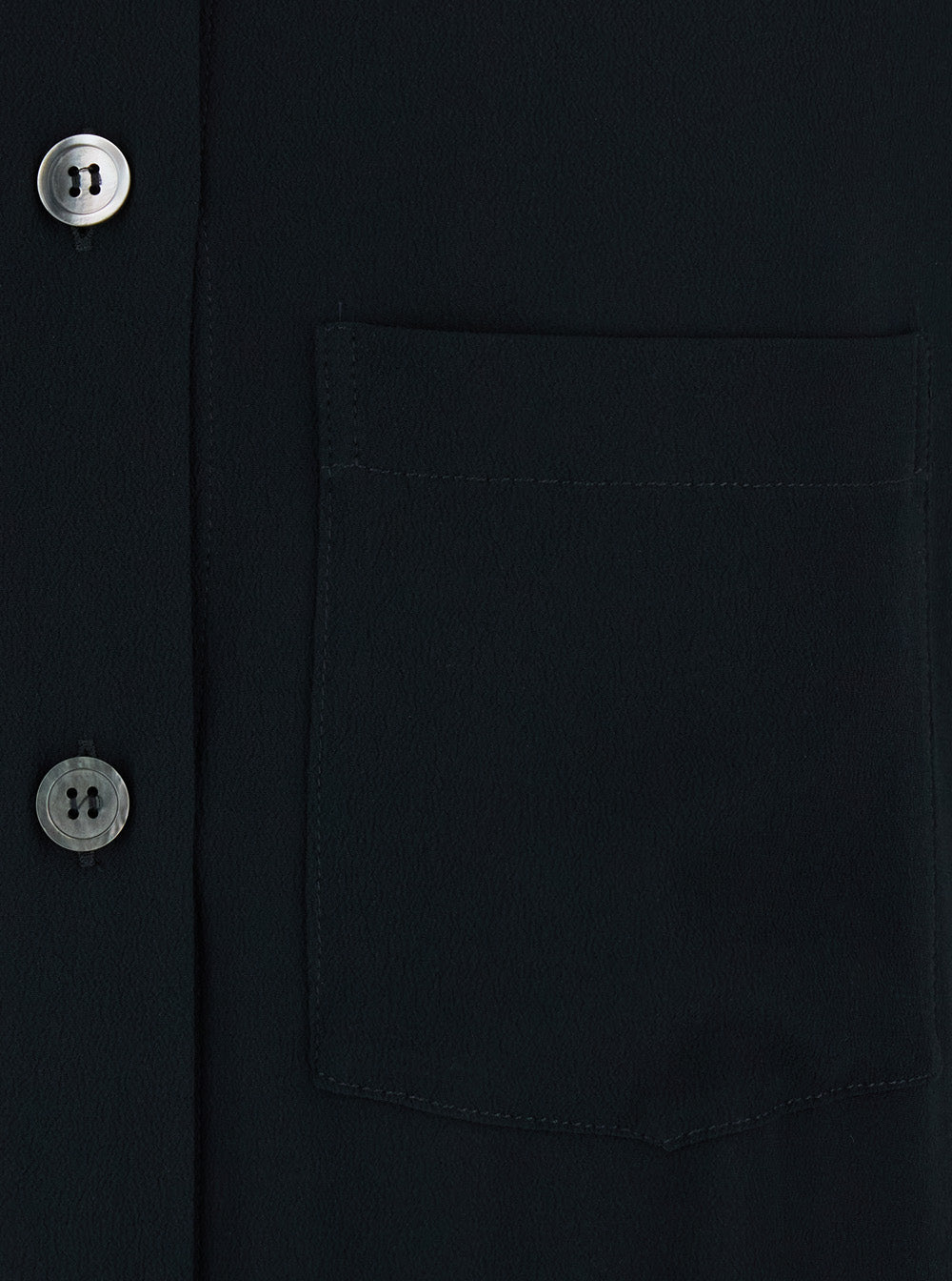 Black Long Dress With Classic Collar And Button Closure On The Front Fabric Women