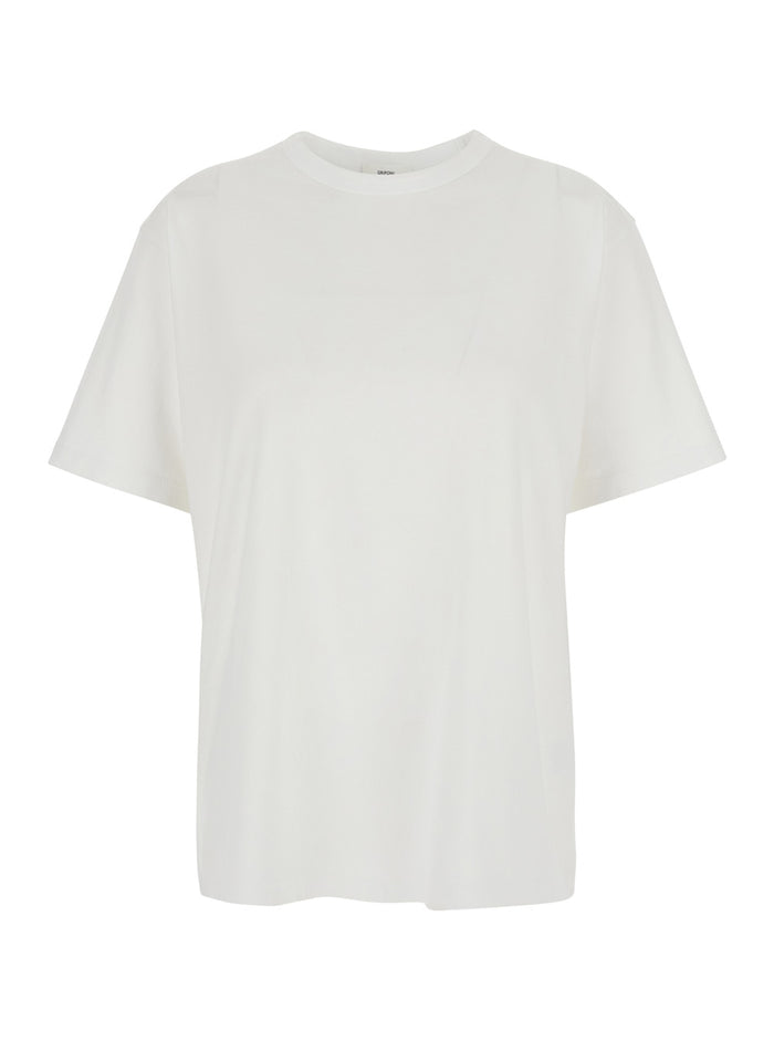 White T-Shirt with Round Neck and Short Sleeves for Women Tshirts Polo Shirts