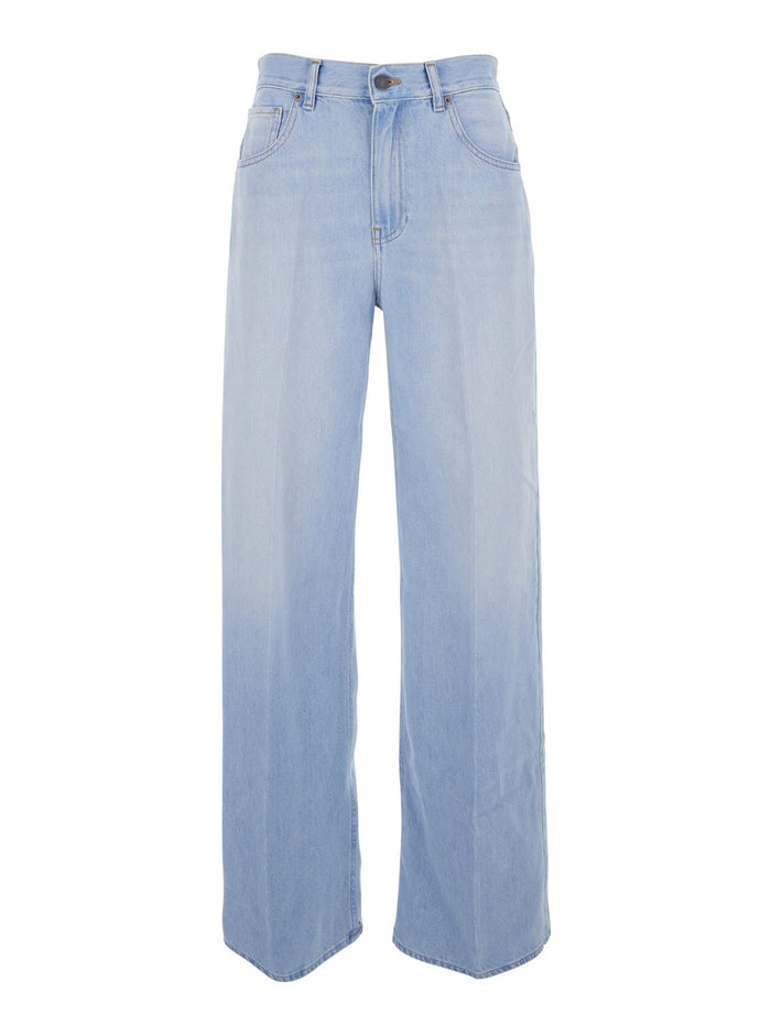GRIFONI Blue Pants with Five Pockets and Straight Hem in Denim Women Light Jean