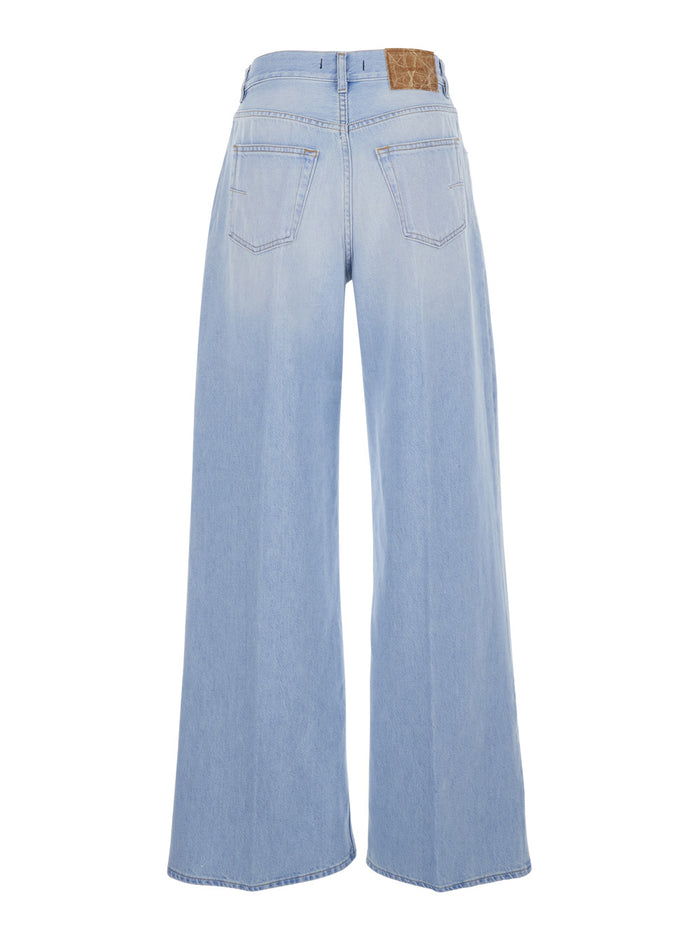 GRIFONI Blue Pants with Five Pockets and Straight Hem in Denim Women Light Jean