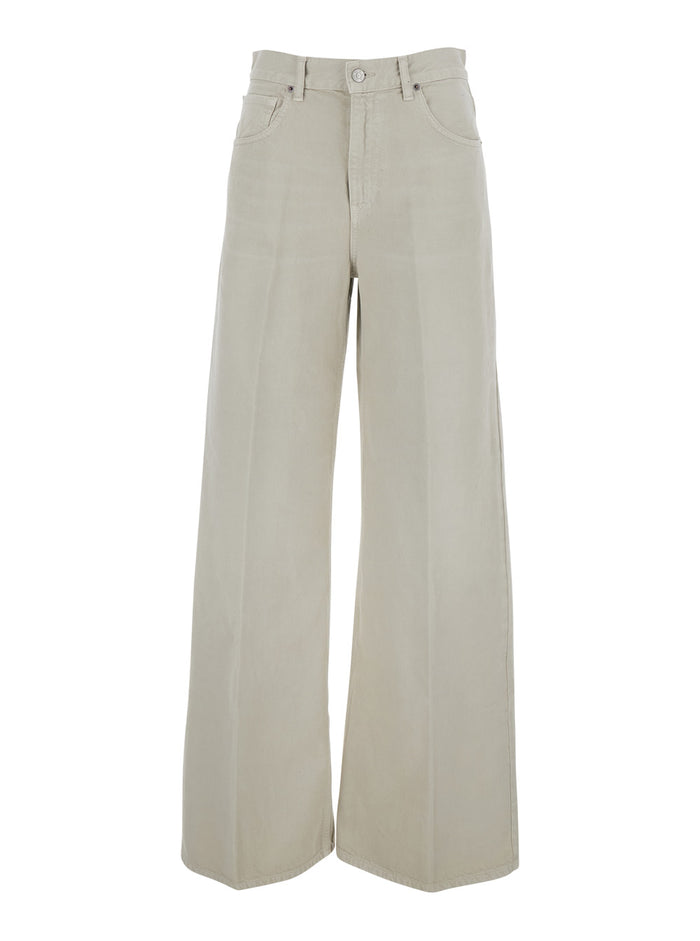 Blue Five-Pocket Pants with Denim Details Blu Jean