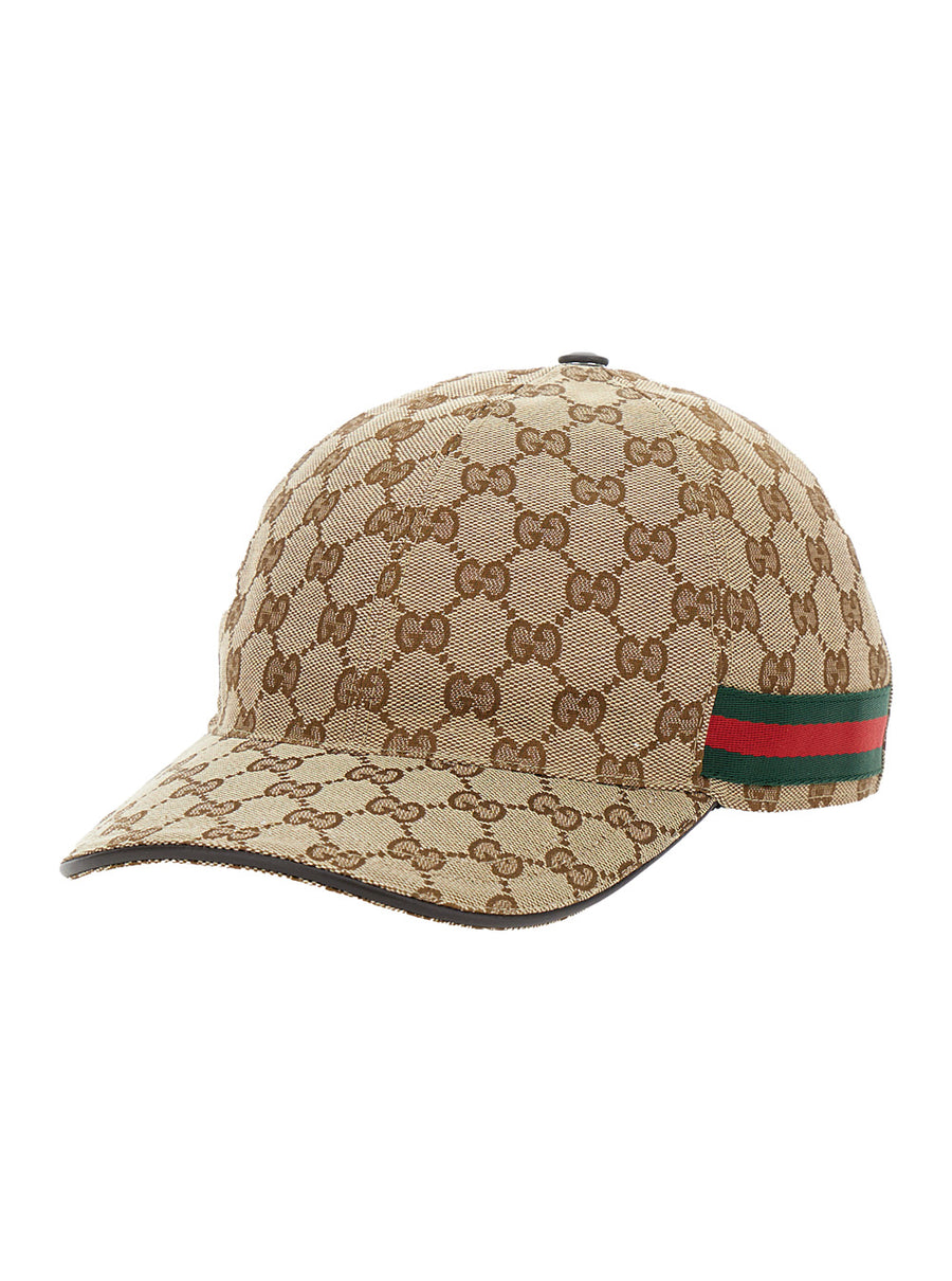 Baseball Cap Beige Gg Canvas Polyester Hat