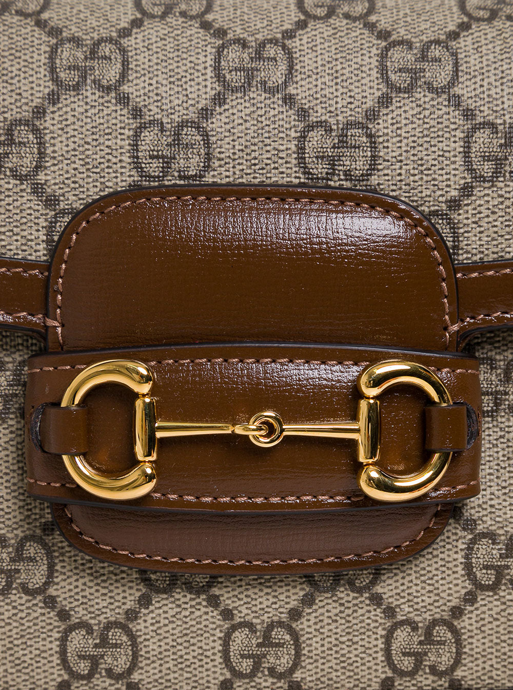 Beige Crossbody Bag Horsebit 1955 With Web Detail Gg Canvas Women Polyurethane Cotton Polyester