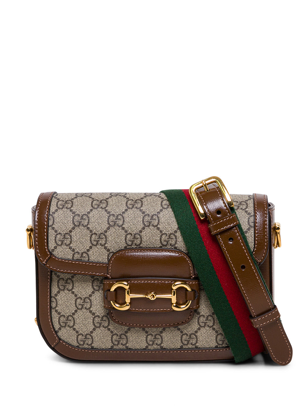 Beige Crossbody Bag Horsebit 1955 With Web Detail Gg Canvas Women Polyurethane Cotton Polyester