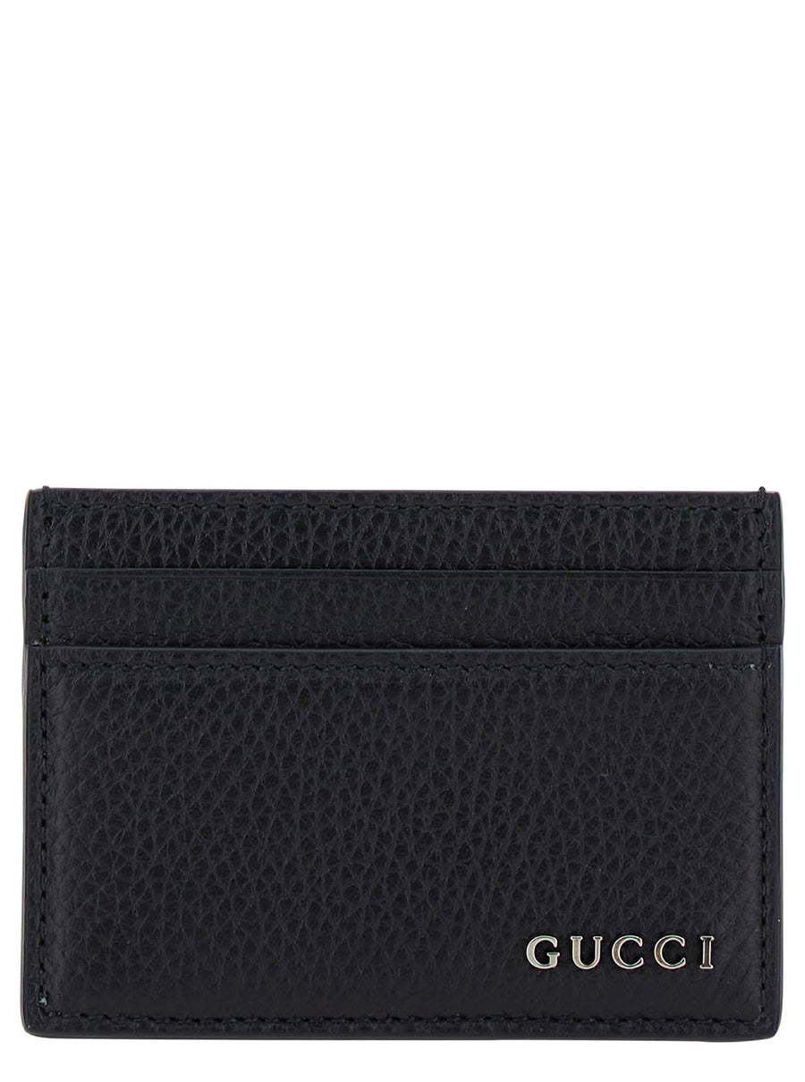 Card Holder Grained Leather Black Calfskin Accessory