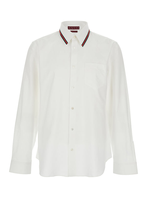 Shirt With Web Collar White Cotton