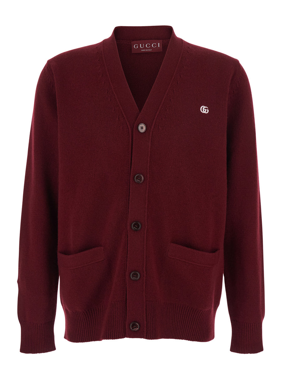 Cardigan V-Neck Cashmere Bordeaux Tops