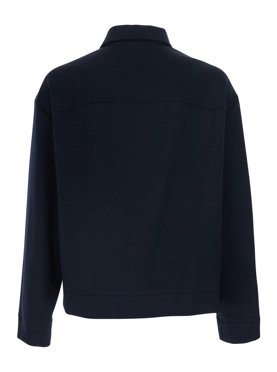 Jacket Jersey Double Blue Viscose Blend Coat