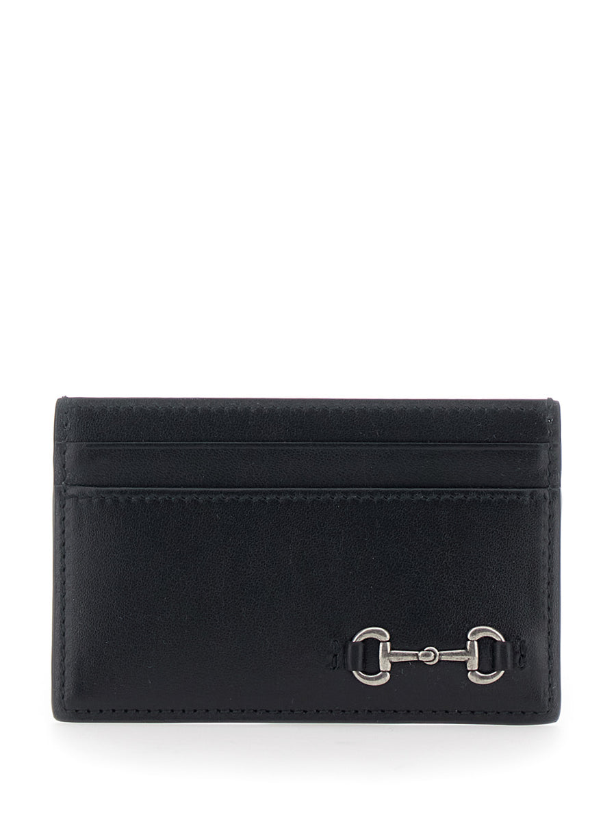 Card Holder Horsebit Leather Black Calf Accessory