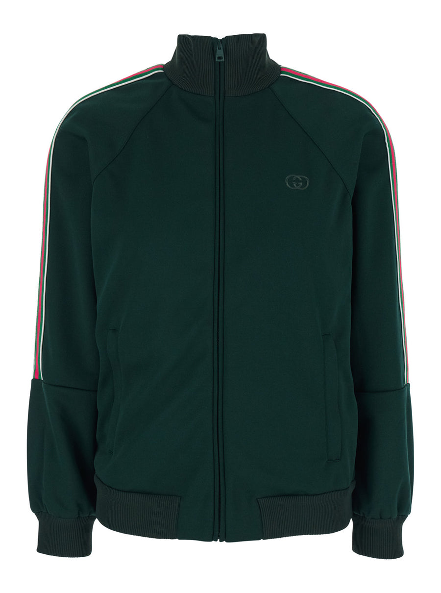 Sweatshirt High Neck Green Polyester Sweatshirts