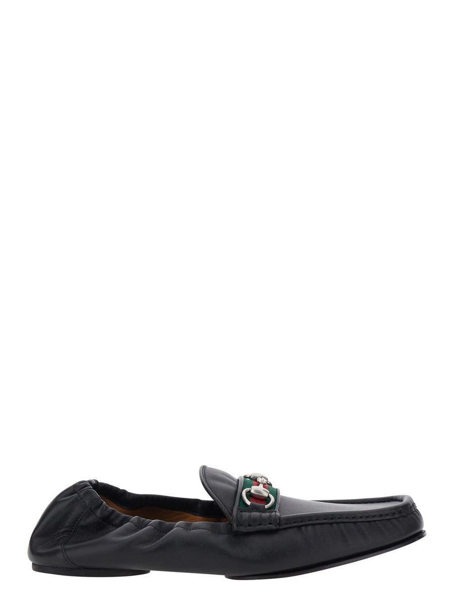 Loafers Horsebit Black Leather Lamb