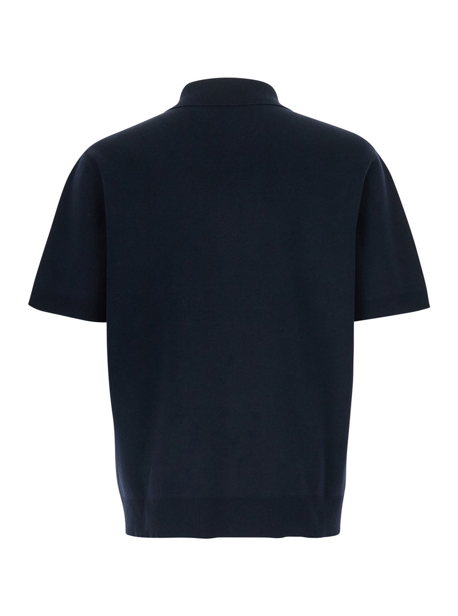 Polo Collar Sweater Blue Cotton T-shirts