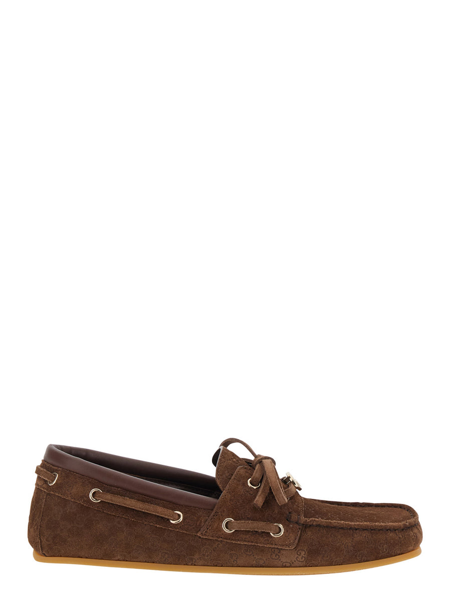 Loafers Gg Suede Brown Calf Leather