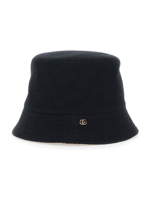 Hat With Logo Plate, Black Cotton
