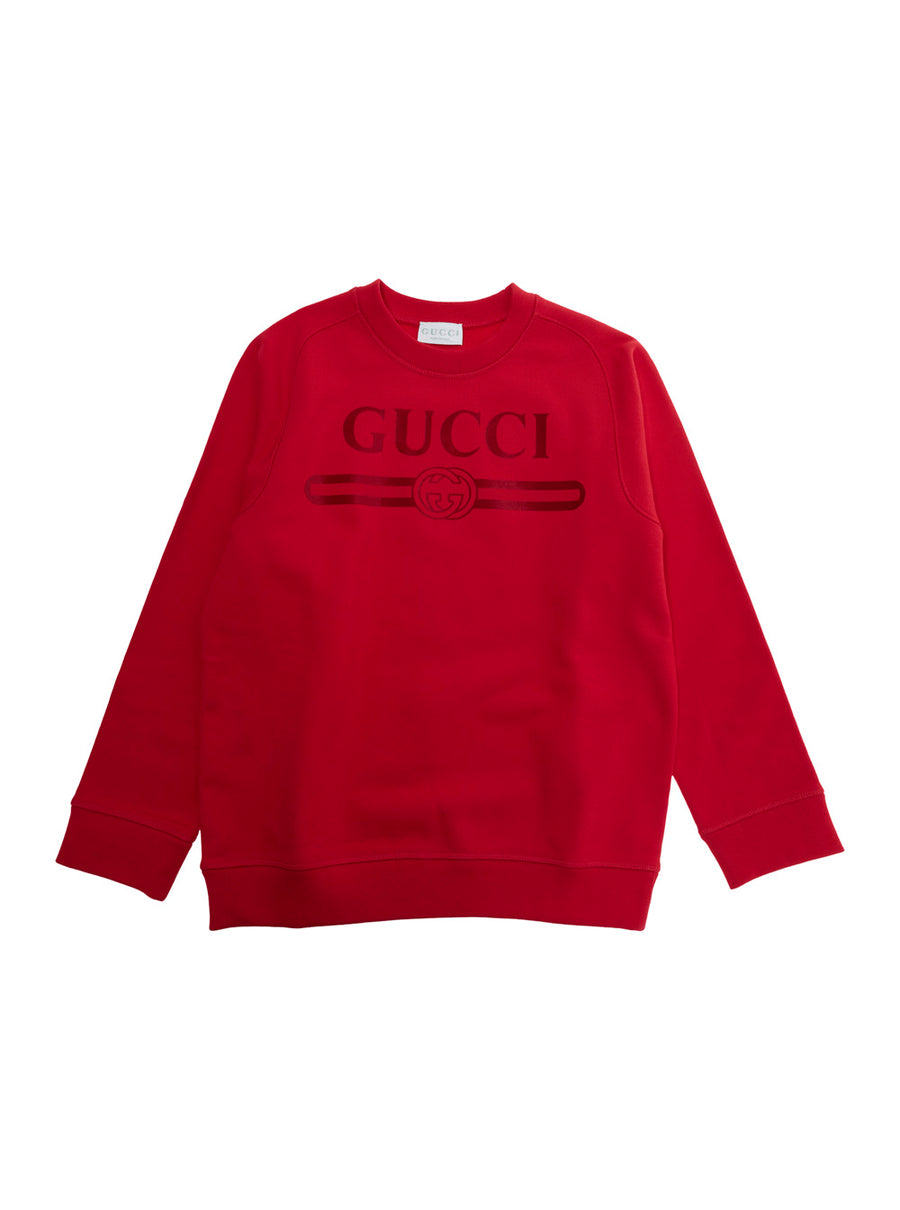 Sweatshirt With Red Contrast Logo Fabric Hoods & Sweatshirts